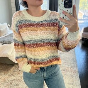 Baez Pullover Sweater in Stripe Marled Fog